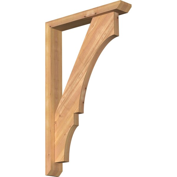 Ekena Millwork Balboa Slat Smooth Bracket w/ Offset Brace, Western Red Cedar, 3 1/2"W x 20"D x 32"H BKT0402X20X32BOA06SWR - main